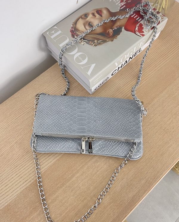 BOLSO ZAIRA SNAKE GRIS CLARO