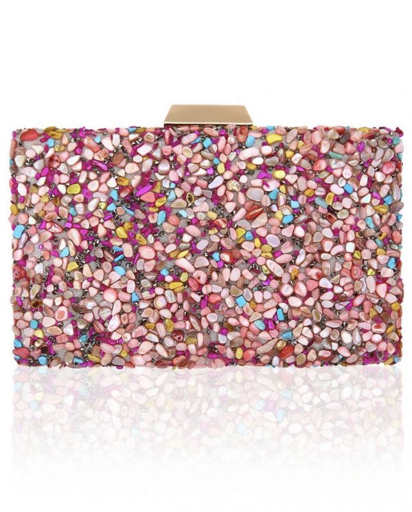 CLUTCH PIEDRAS COLORES ROSA