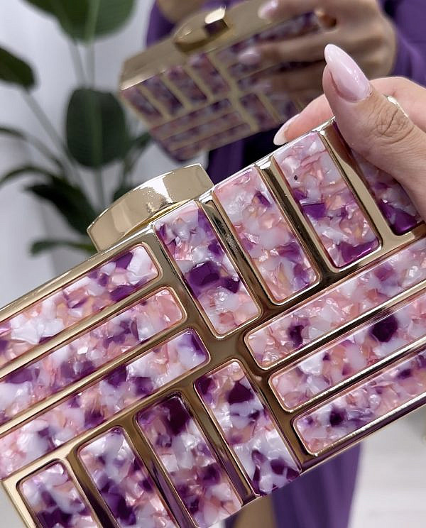 CLUTCH ACUARELA ROSA Y MORADO