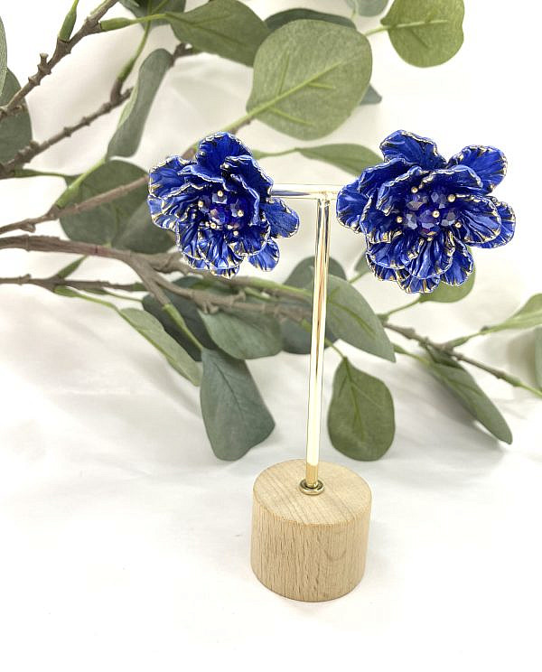PENDIENTES FLOR AZUL
