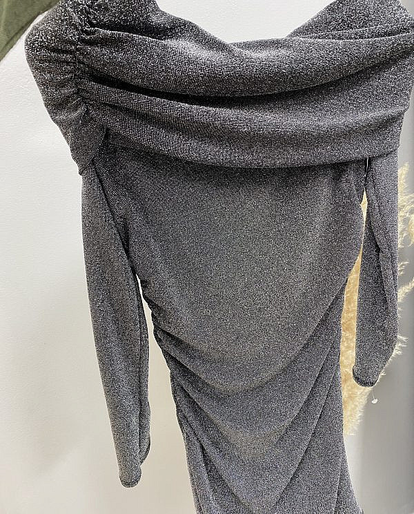 VESTIDO BARDOT BRILLO PLATA