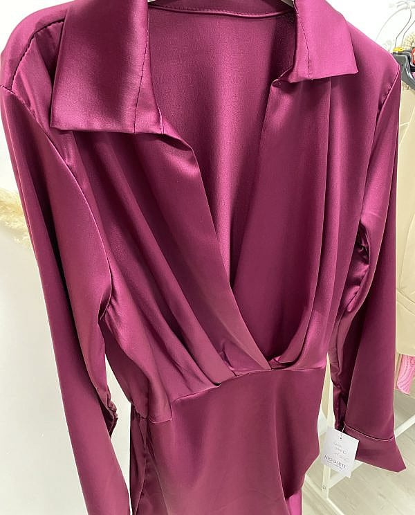 Vestido saten buganvilla