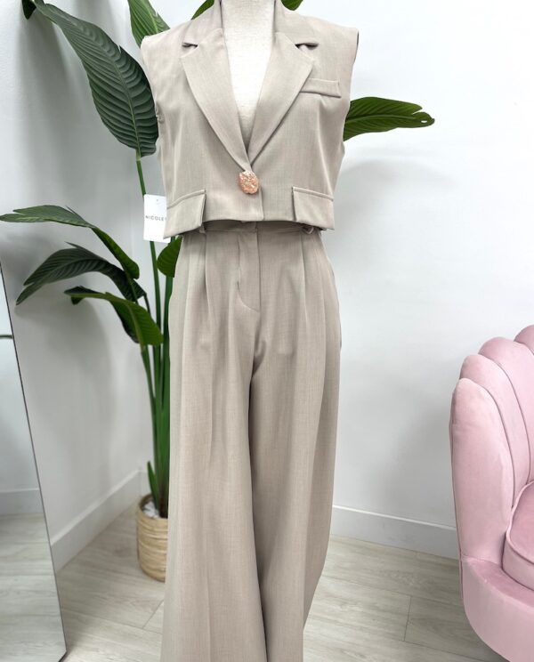 CONJUNTO BROCHE DORADO GRIS TAUPE
