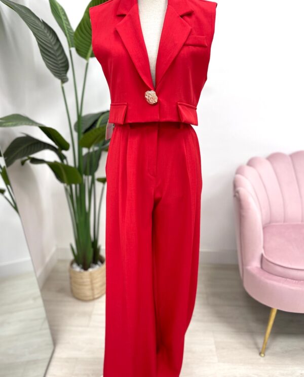 CONJUNTO BROCHE DORADO ROJO