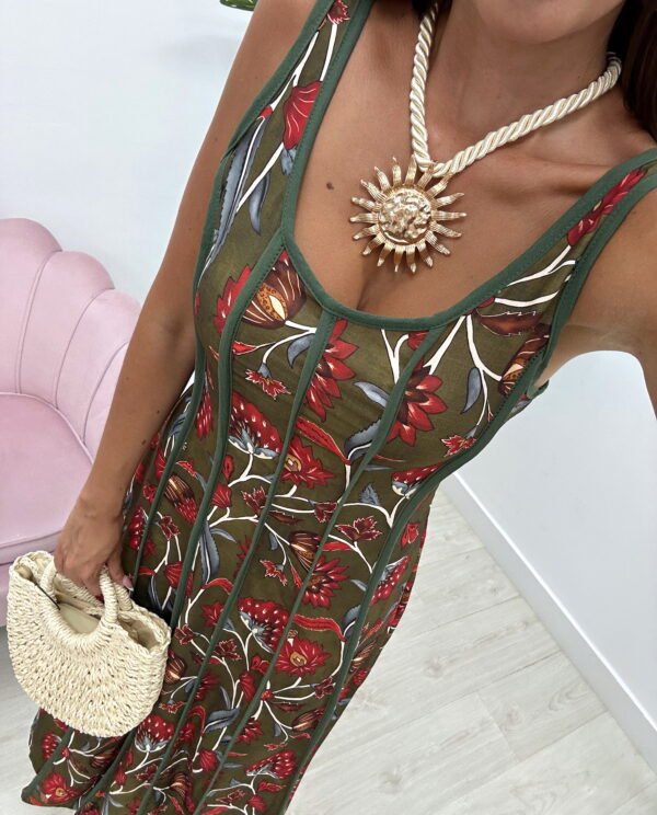 VESTIDO TELLO VERDE KAKI