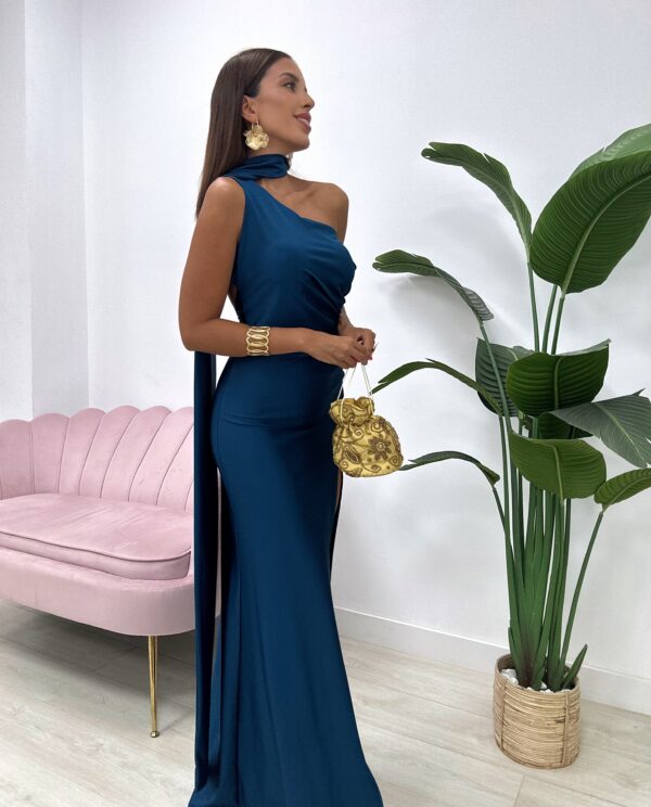 VESTIDO NILO AZUL PETRÓLEO