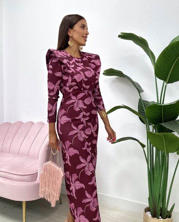VESTIDO VELASCO ESTAMPADO BURDEOS