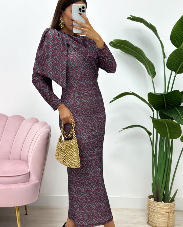 VESTIDO CAILIN ESTAMPADO BURDEOS