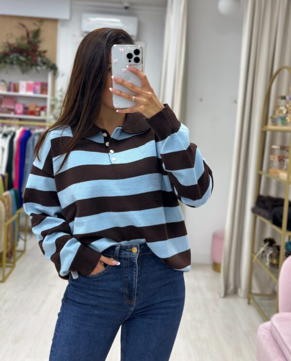 JERSEY POLO RAYAS CELESTE