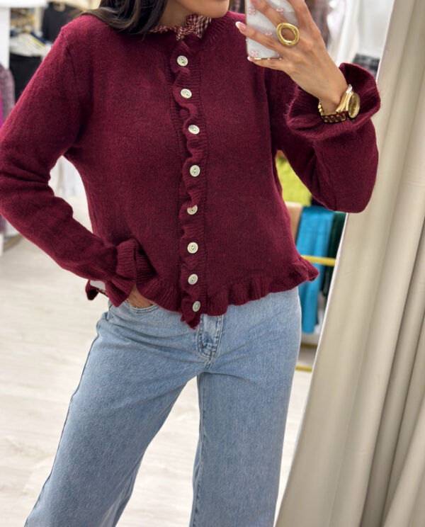 CÁRDIGAN VOLANTITOS BURDEOS