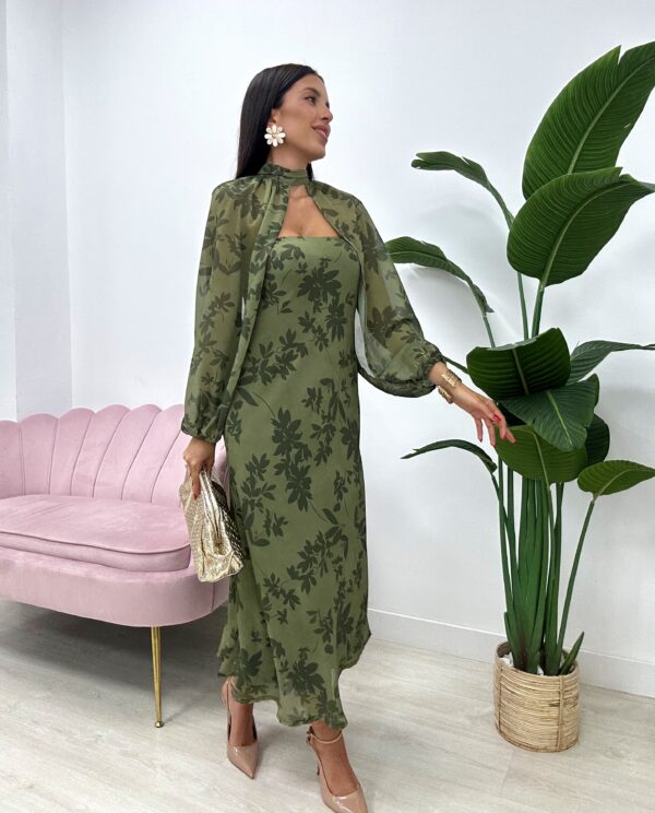 VESTIDO CAVESTANI VERDE KAKI