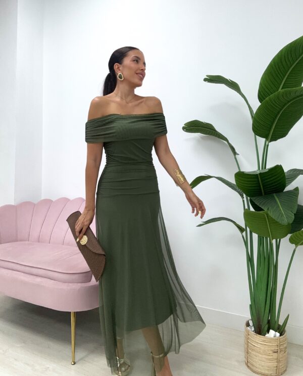 VESTIDO VERACRUZ SIN MANGAS VERDE CAQUI